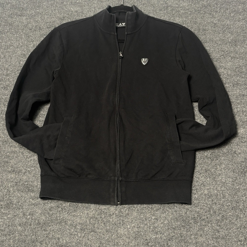Emporio Armani Track Jacket Mens Small Black EA7 Full Zip Logo 8NPMB8 PJ05Z